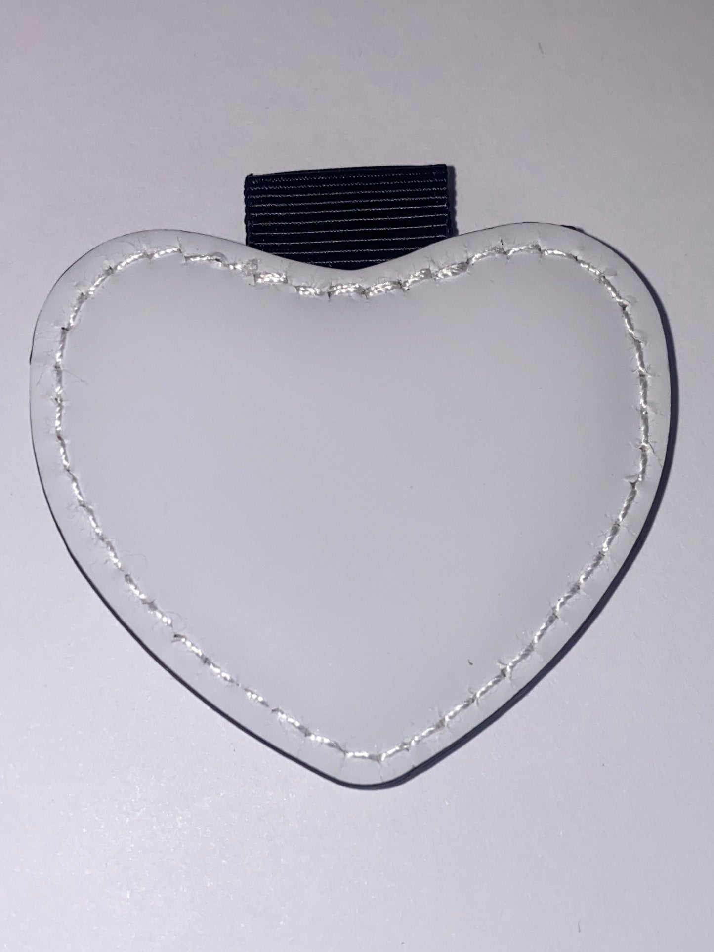 PU White Double Sided Key Ring Heart