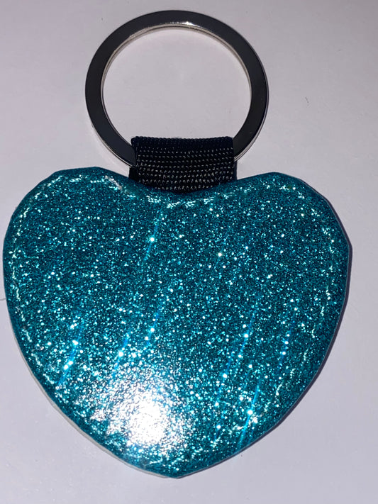 Glitter Key Ring Sublimation - Blue Heart