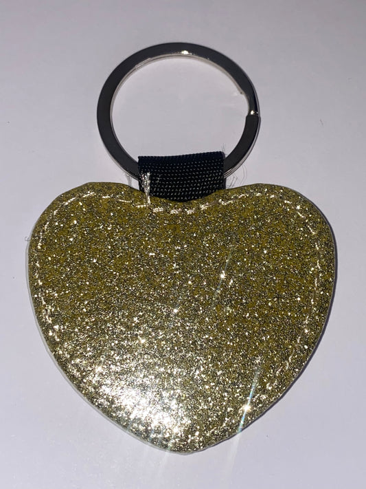 Glitter Key Ring Sublimation - Gold Heart