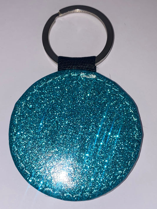 Glitter Key Ring Sublimation - Blue Round