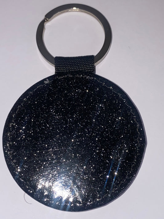 Glitter Key Ring Sublimation - Black Round