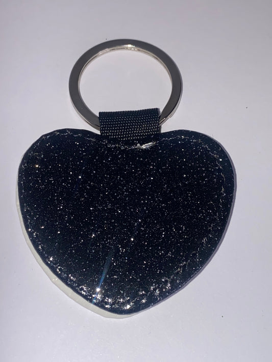 PU Glitter Key Ring Sublimation - Black Heart