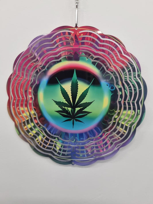 Weed Colourful Wind Spinner 8inch